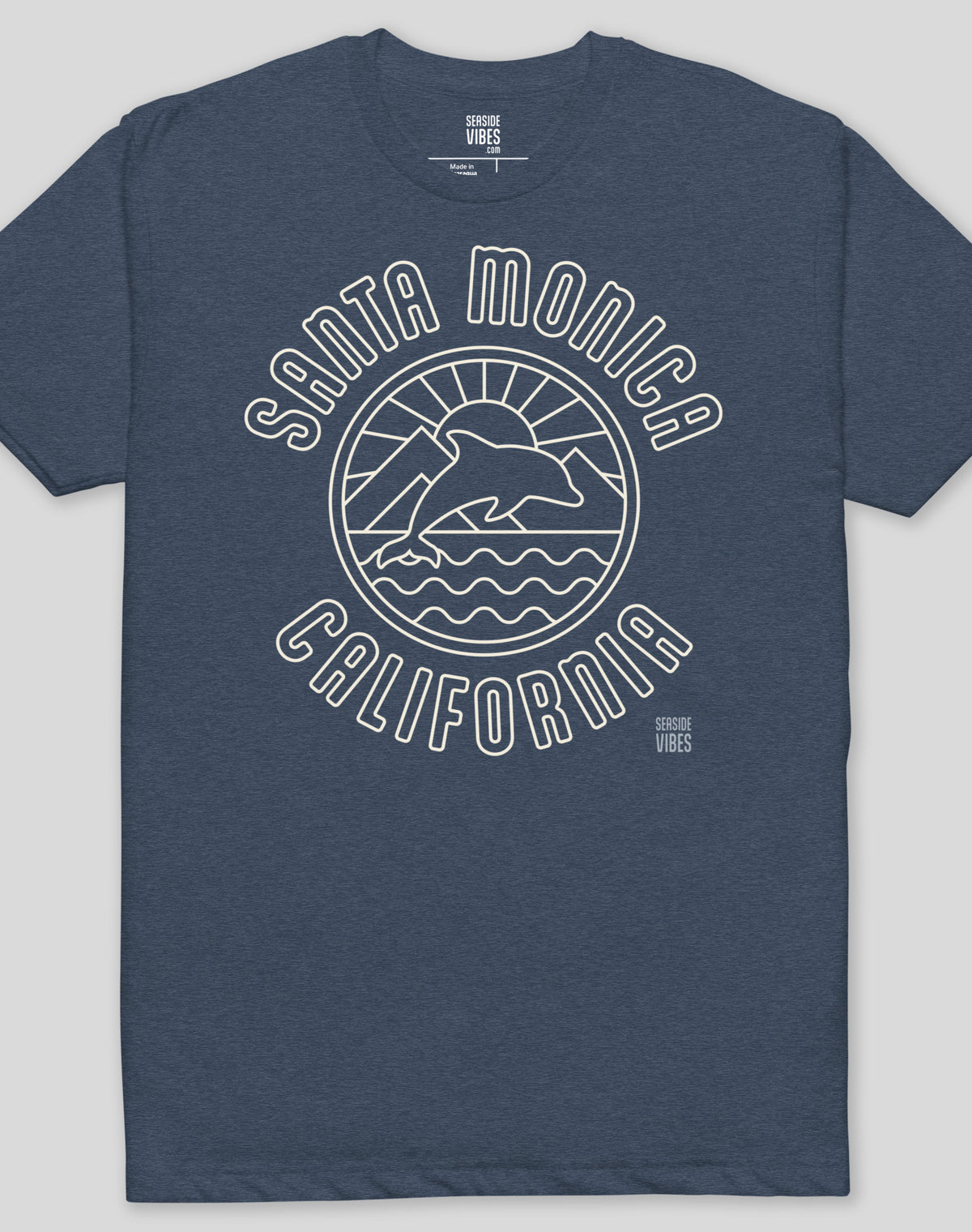 Santa Monica Dolphin Sunrise Tee - Cotton Blend | Midnight Navy