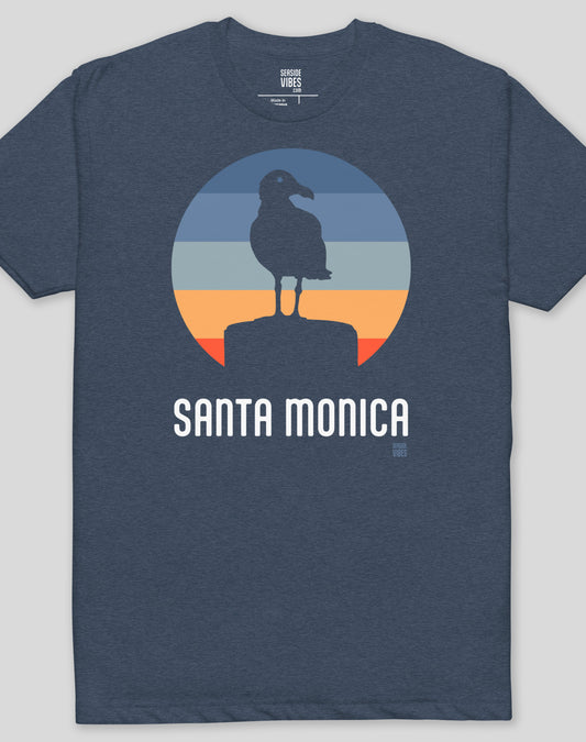 Santa Monica Seagull Sunset Tee - Cotton Blend | Midnight Navy