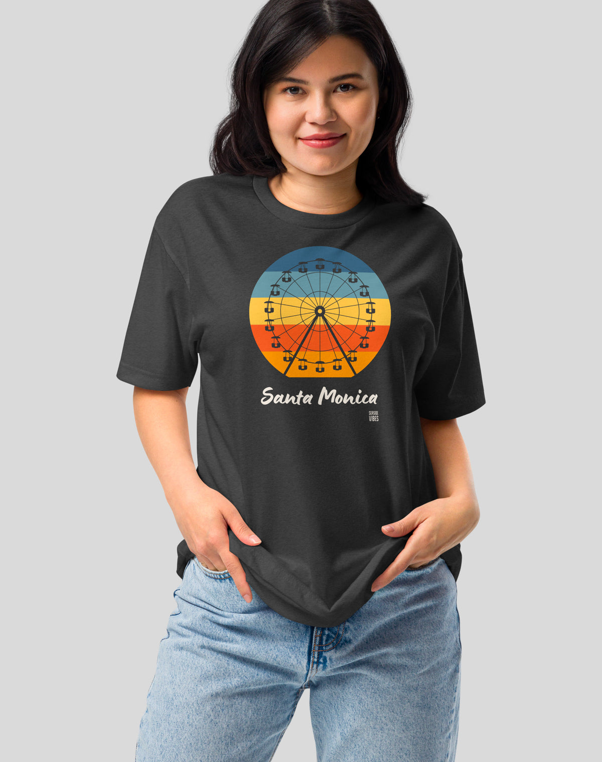 Santa Monica Pacific Wheel Tee - Cotton Blend | Charcoal