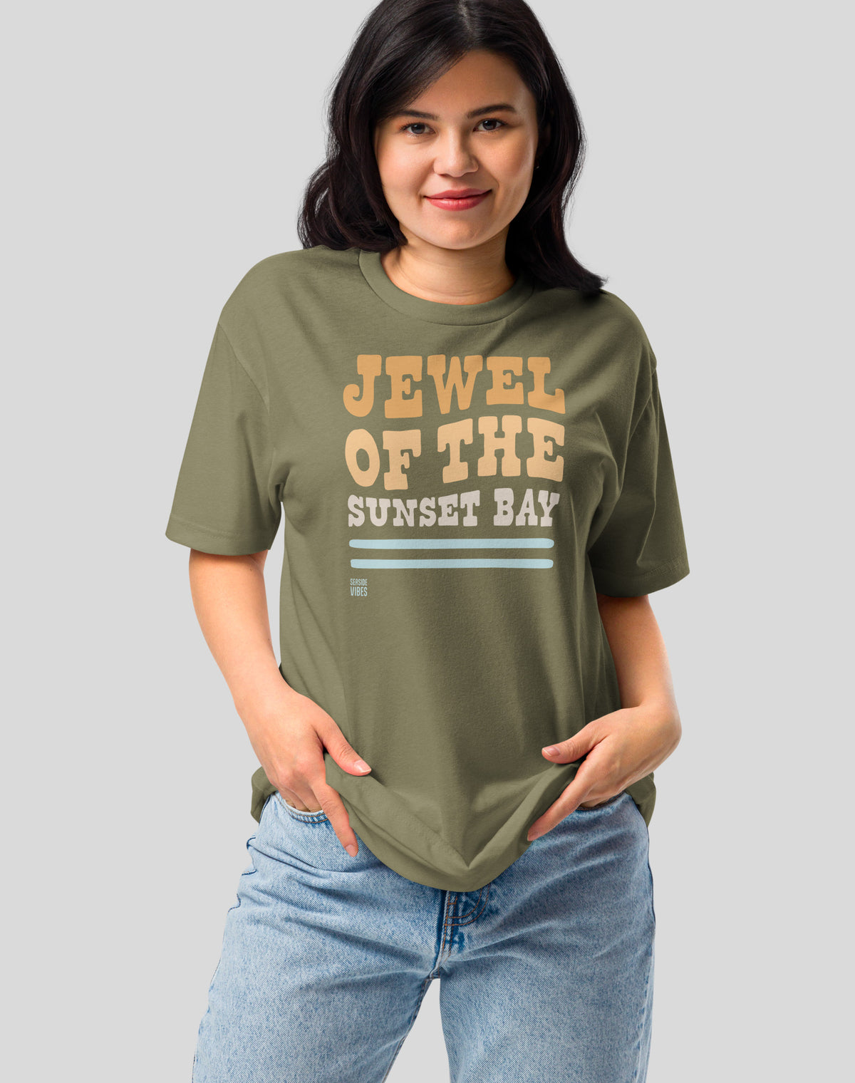 Jewel of the Sunset Bay Tee - Cotton Blend | Military Green