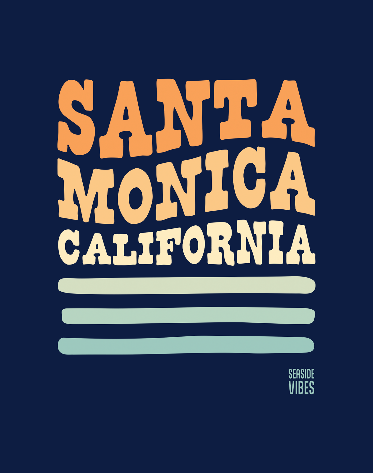 V-Neck: Santa Monica Vibes Tee | Heather Navy