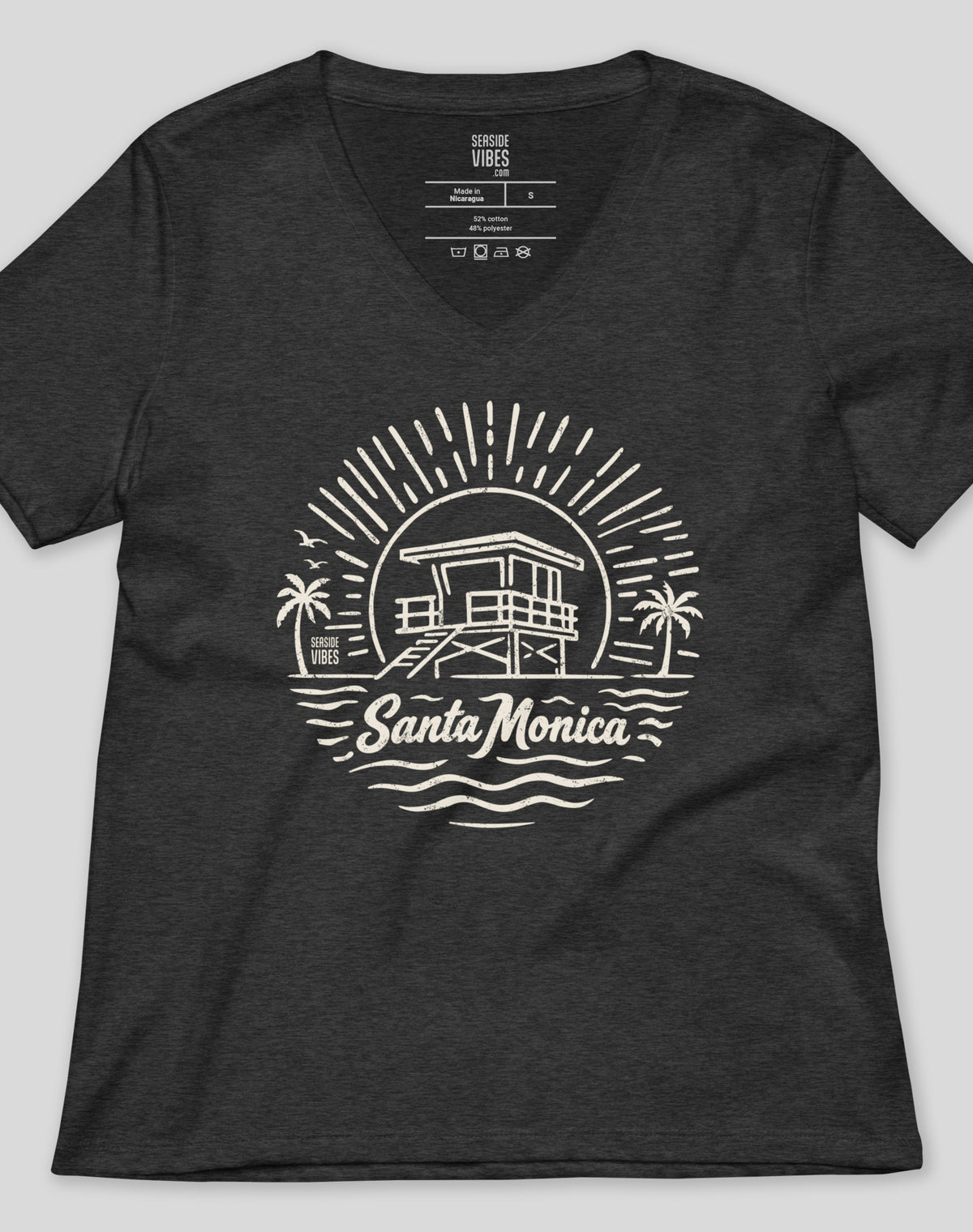 V-Neck: Santa Monica Sunrise Session Tee - Dark Grey Heather
