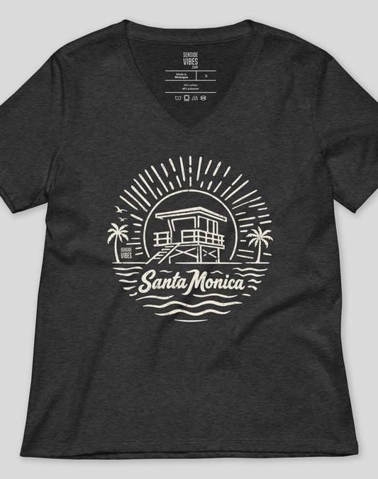 V-Neck: Santa Monica Sunrise Session Tee - Dark Grey Heather