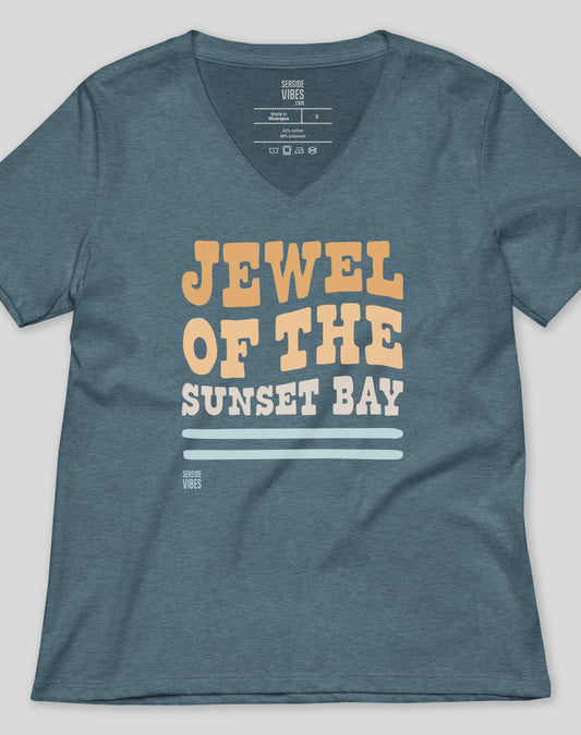 V-Neck: Jewel of the Sunset Bay Tee | Heather Slate