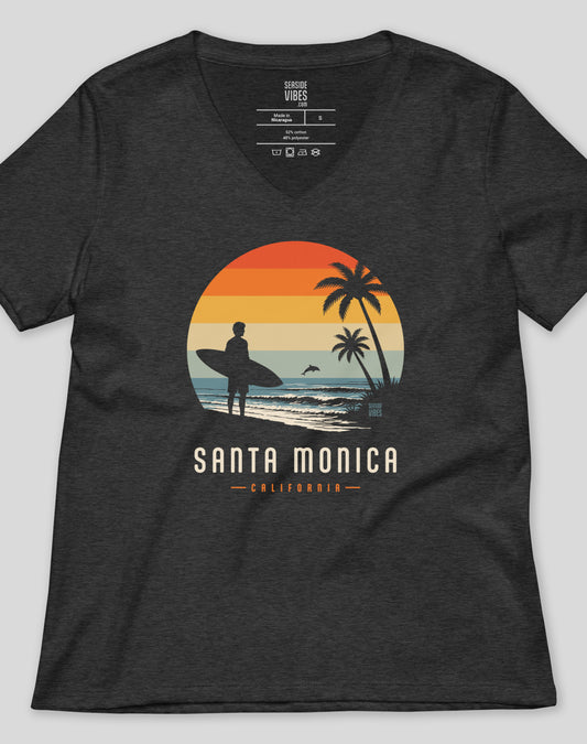 V-Neck: Santa Monica Away From Keyboard Tee - Dark Grey Heather