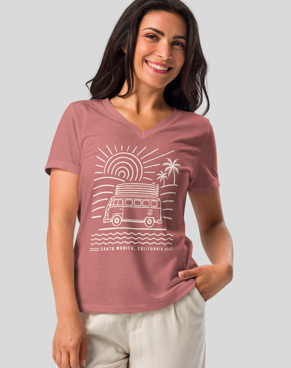 V-Neck: Santa Monica Endless Summer Tee | Heather Mauve