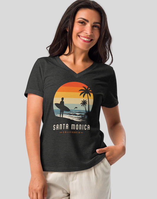 V-Neck: Santa Monica Away From Keyboard Tee - Dark Grey Heather