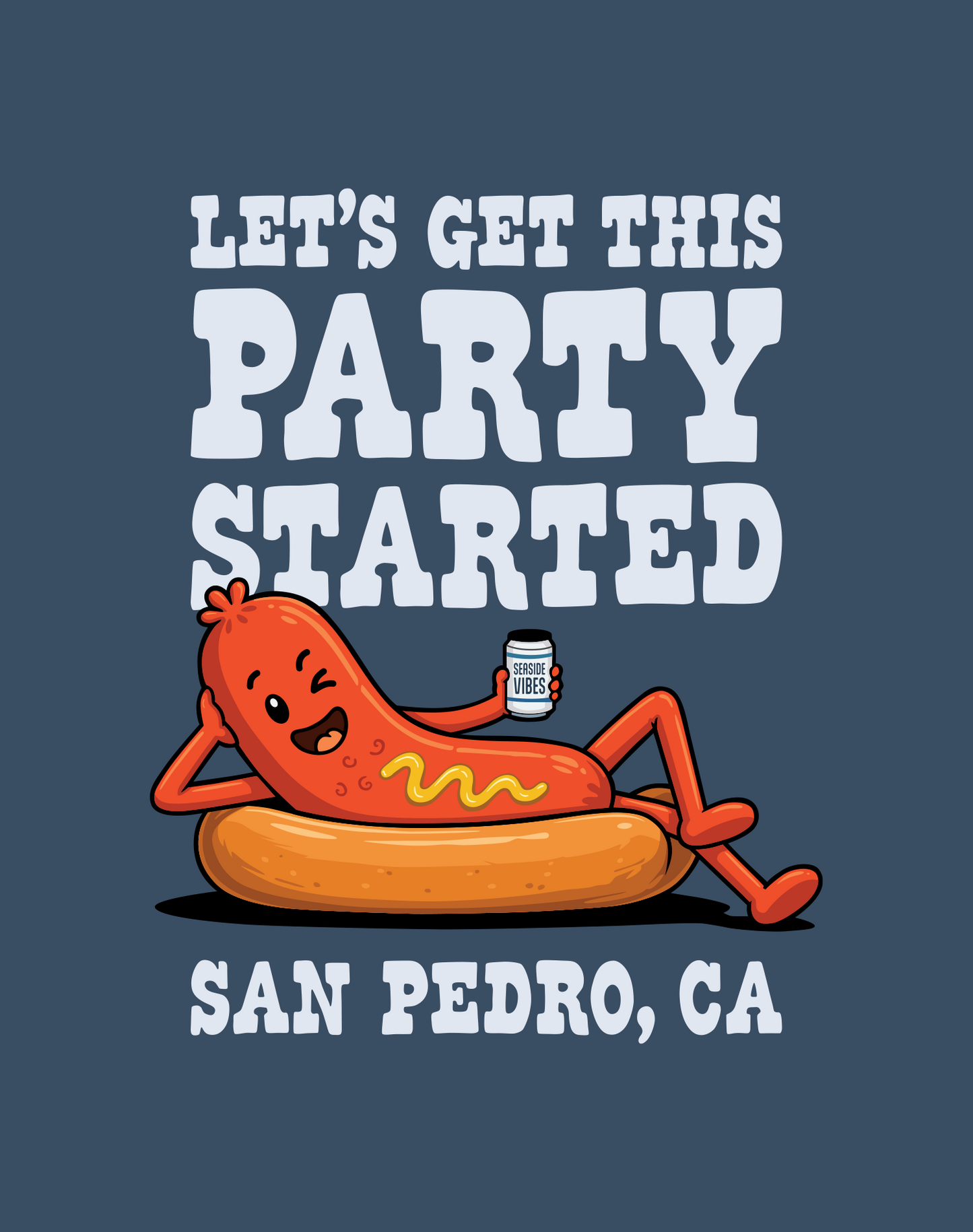 Unisex: Let's Get This Party Started San Pedro Tee - 100% Cotton | Midnight