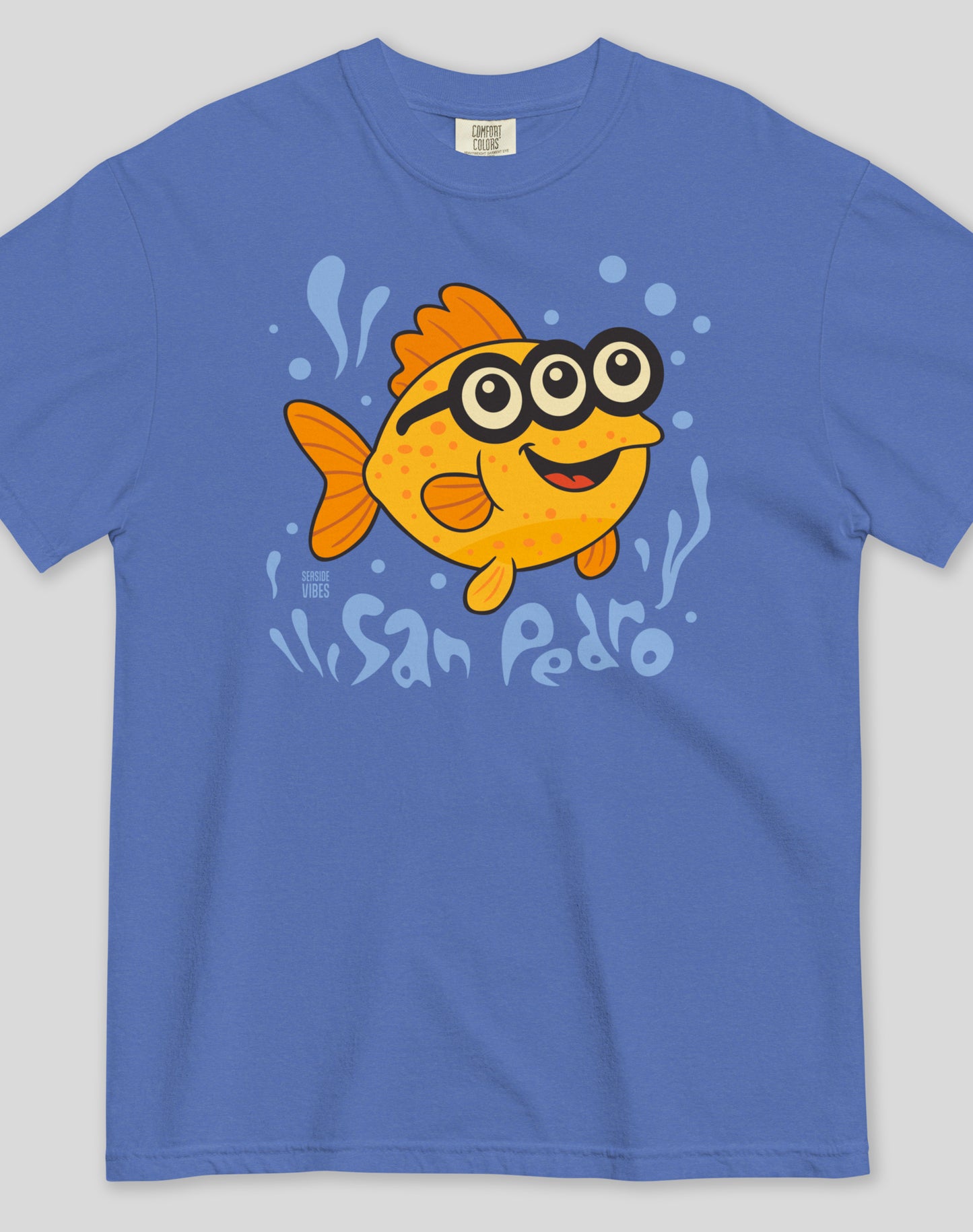 Unisex: San Pedro 3-Eyed Flounder Tee - 100% Cotton | Mystic Blue