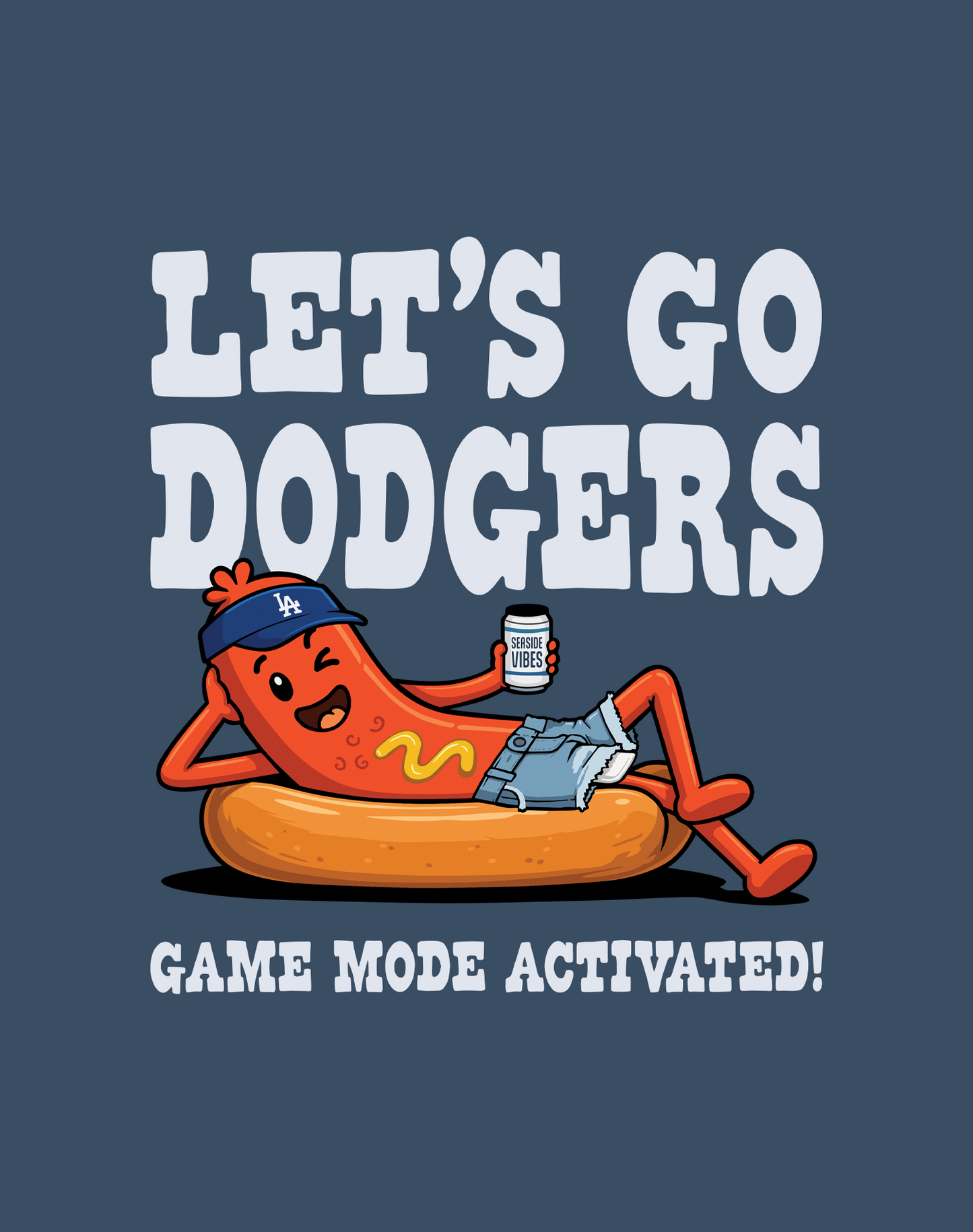 Unisex: Let's Go Dodgers, Game Mode Activated! Tee - 100% Cotton | Midnight