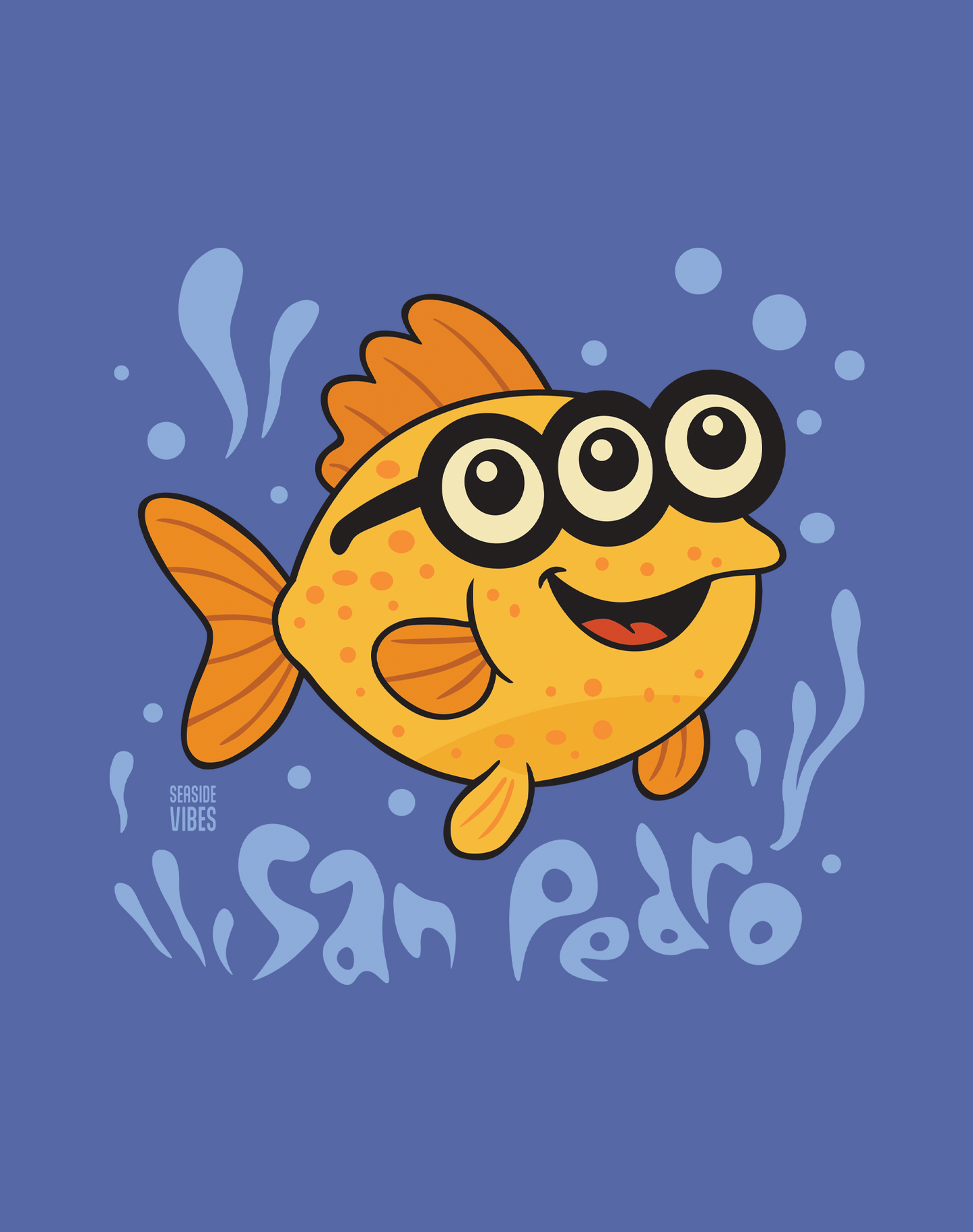 Unisex: San Pedro 3-Eyed Flounder Tee - 100% Cotton | Mystic Blue