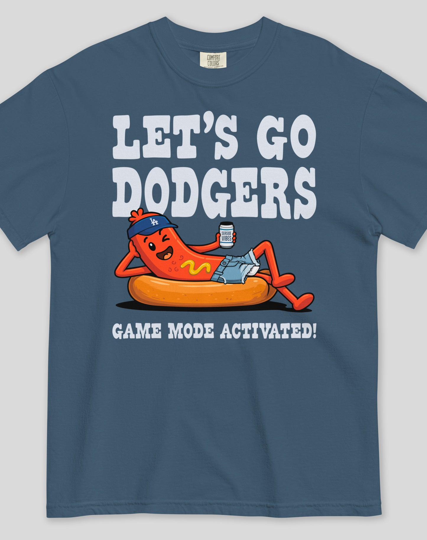 Unisex: Let's Go Dodgers, Game Mode Activated! Tee - 100% Cotton | Midnight