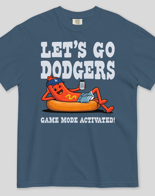 Unisex: Let's Go Dodgers, Game Mode Activated! Tee - 100% Cotton | Midnight