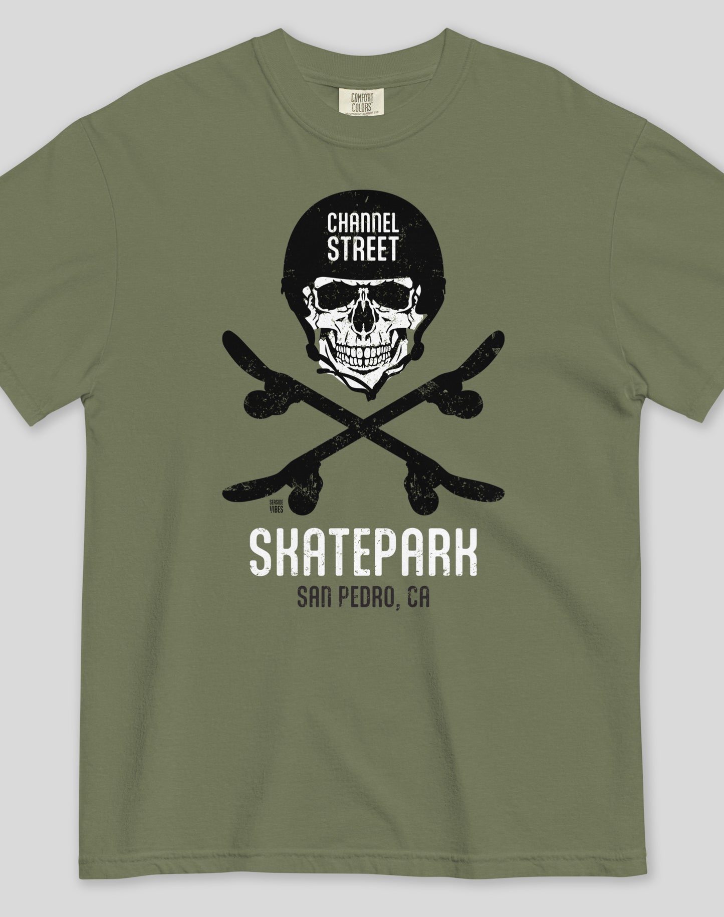Unisex: Channel Street Skatepark Tee - 100% Cotton | Moss