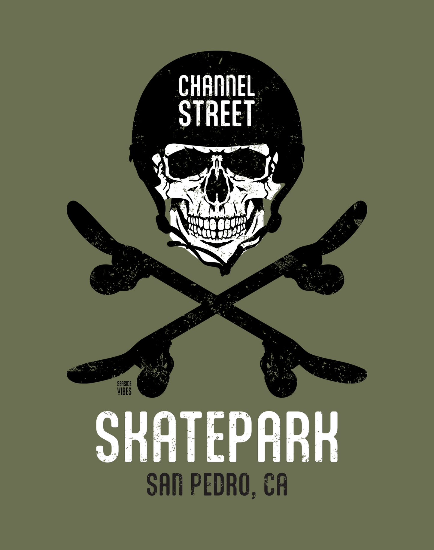 Unisex: Channel Street Skatepark Tee - 100% Cotton | Moss