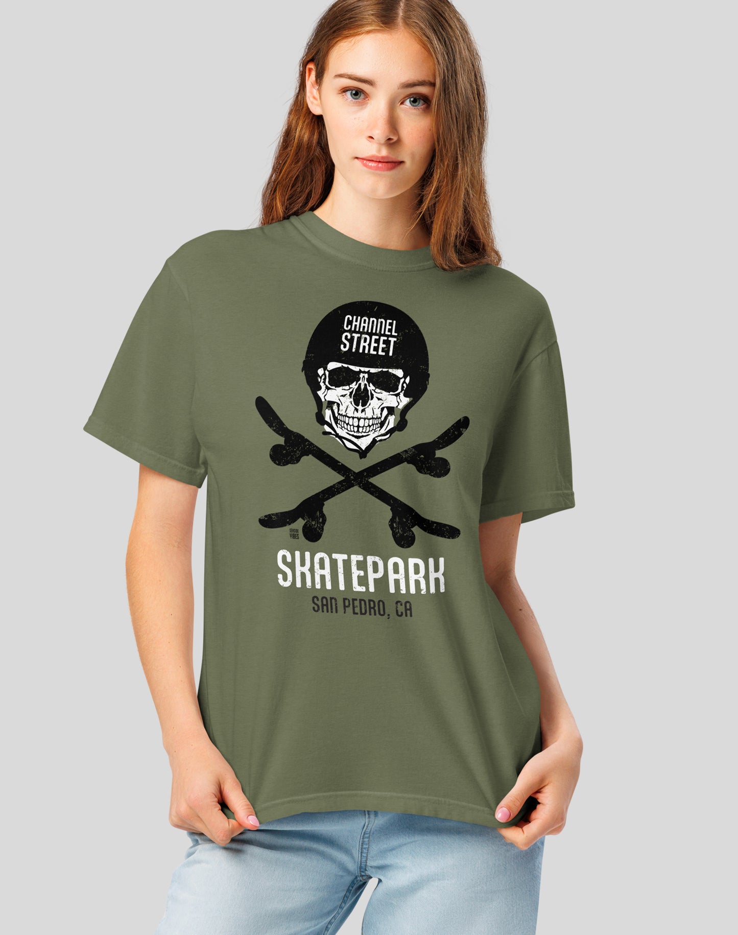 Unisex: Channel Street Skatepark Tee - 100% Cotton | Moss