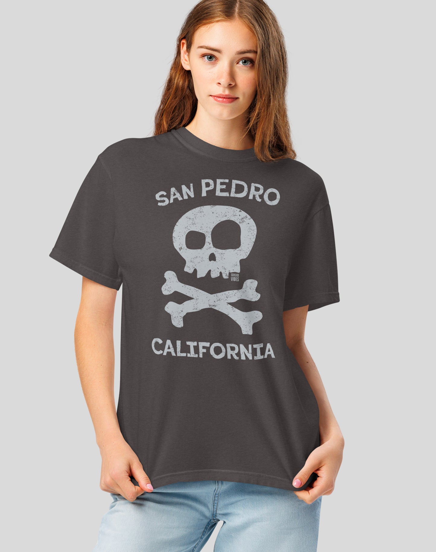 Unisex: San Pedro Skull & Bones Tee - 100% Cotton | Graphite