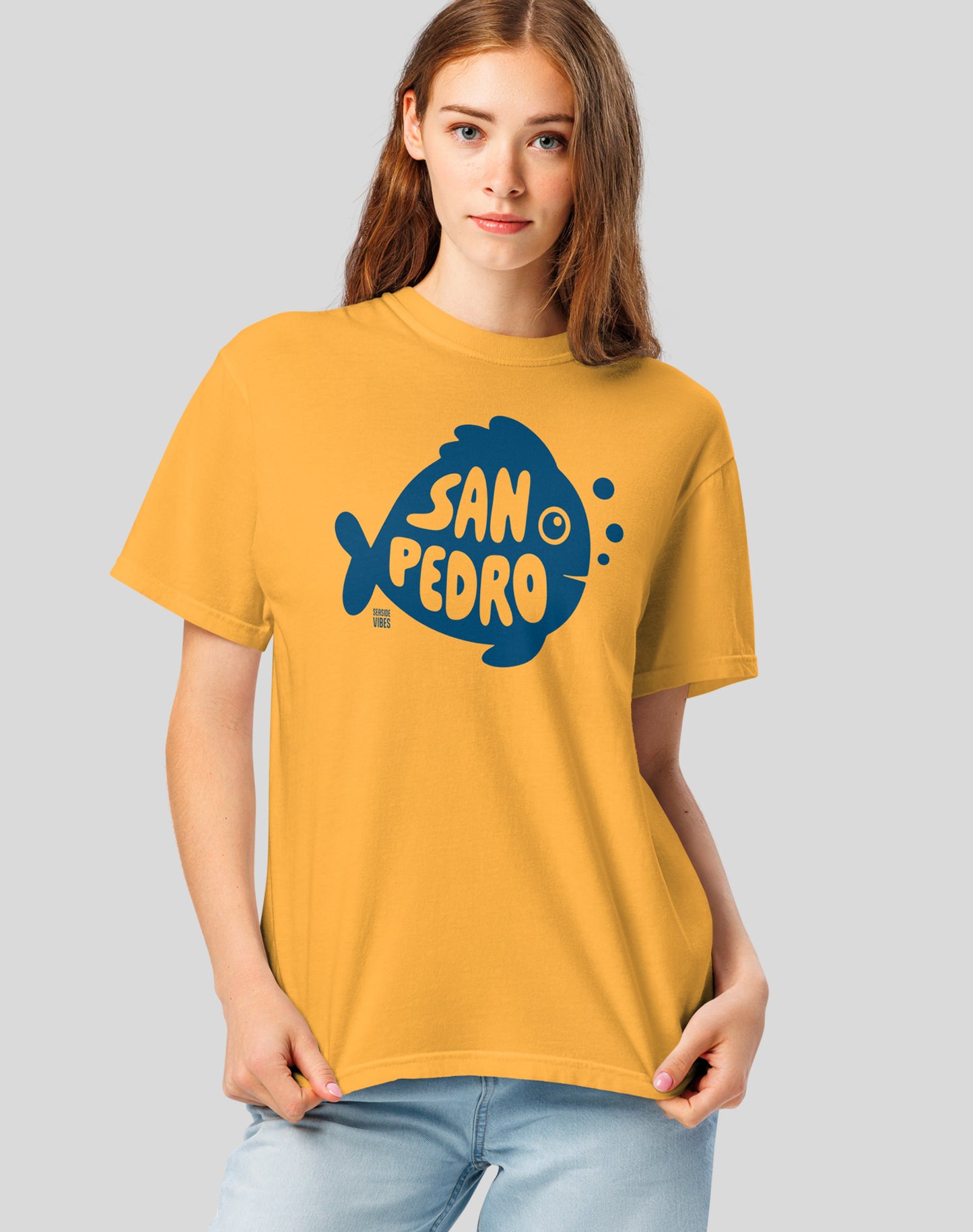 Unisex: San Pedro Flounder Tee - 100% Cotton | Mustard