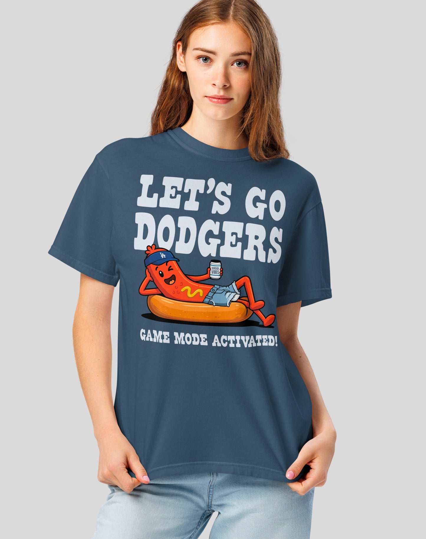 Unisex: Let's Go Dodgers, Game Mode Activated! Tee - 100% Cotton | Midnight