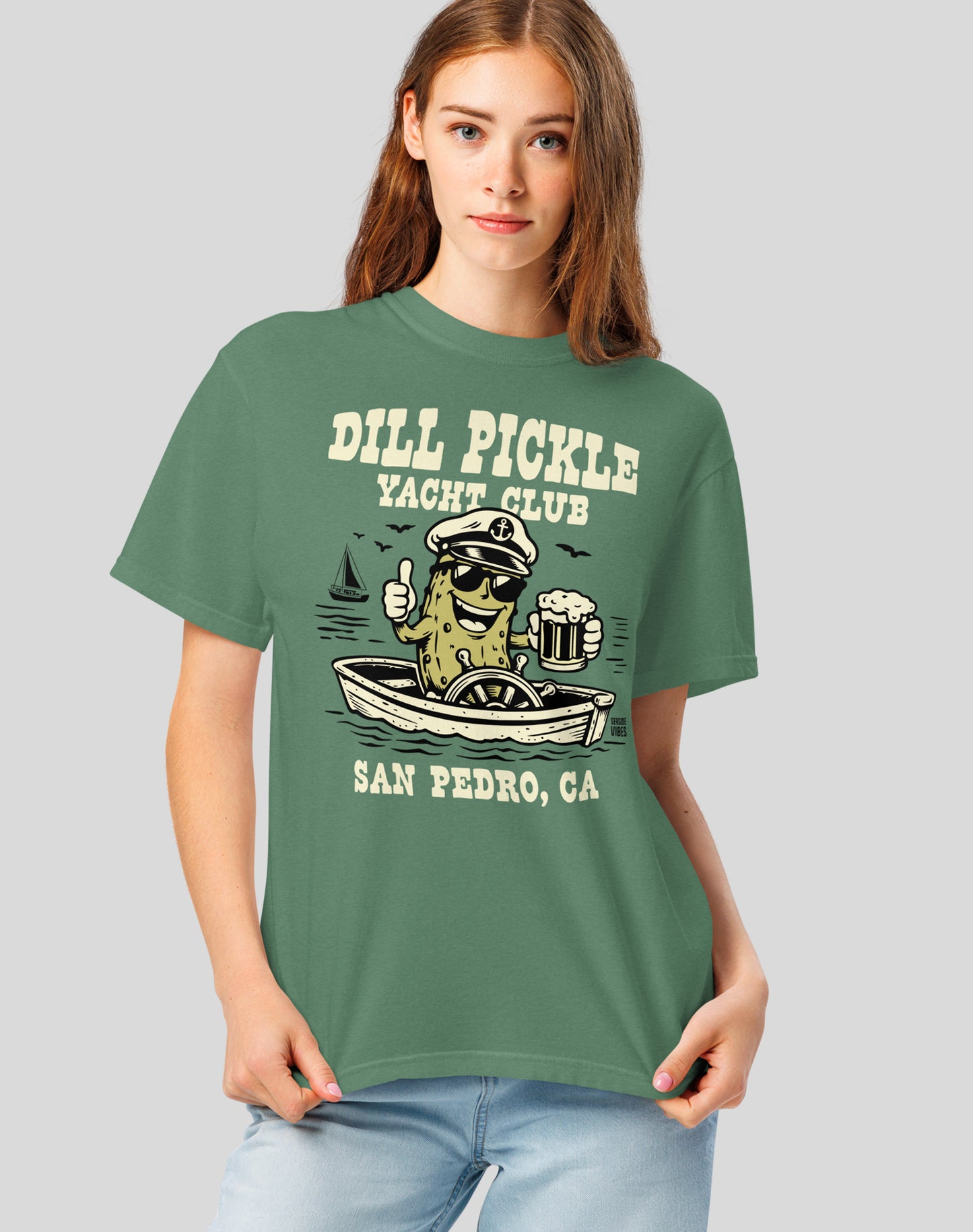 San Pedro Dill Pickle Yacht Club Tee - Premium 100% Cotton | Light Green
