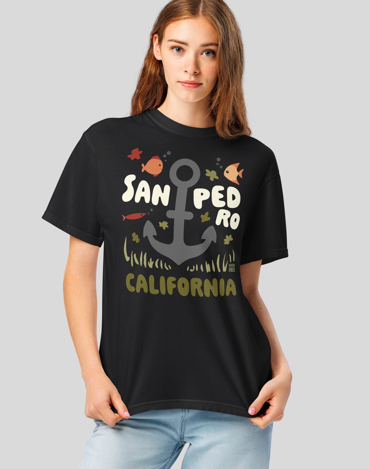 Unisex: San Pedro Anchor Tee - 100% Cotton | Black