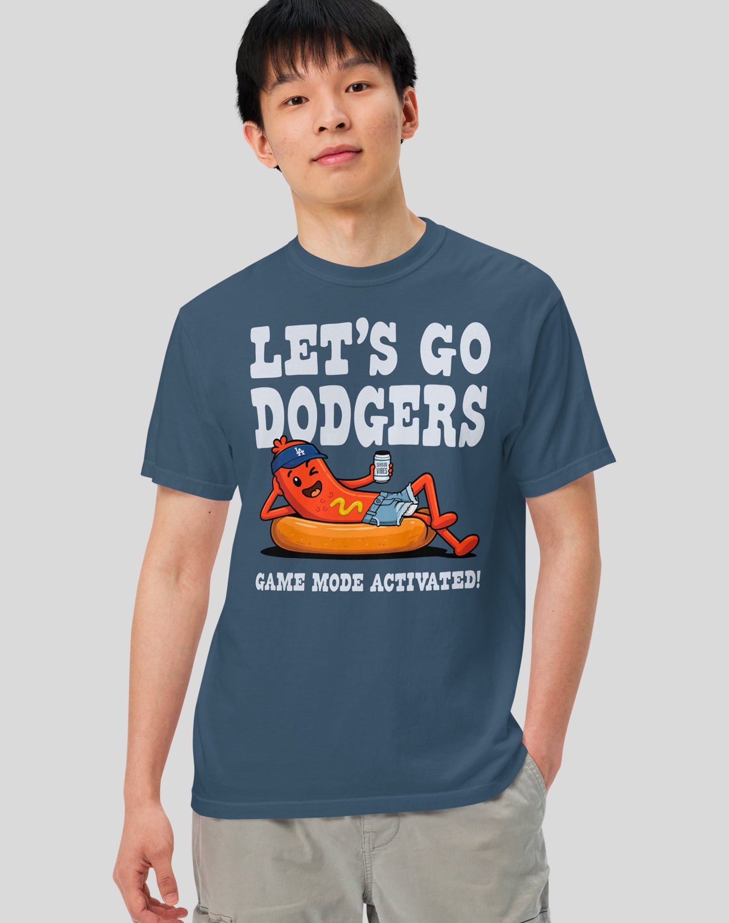 Unisex: Let's Go Dodgers, Game Mode Activated! Tee - 100% Cotton | Midnight