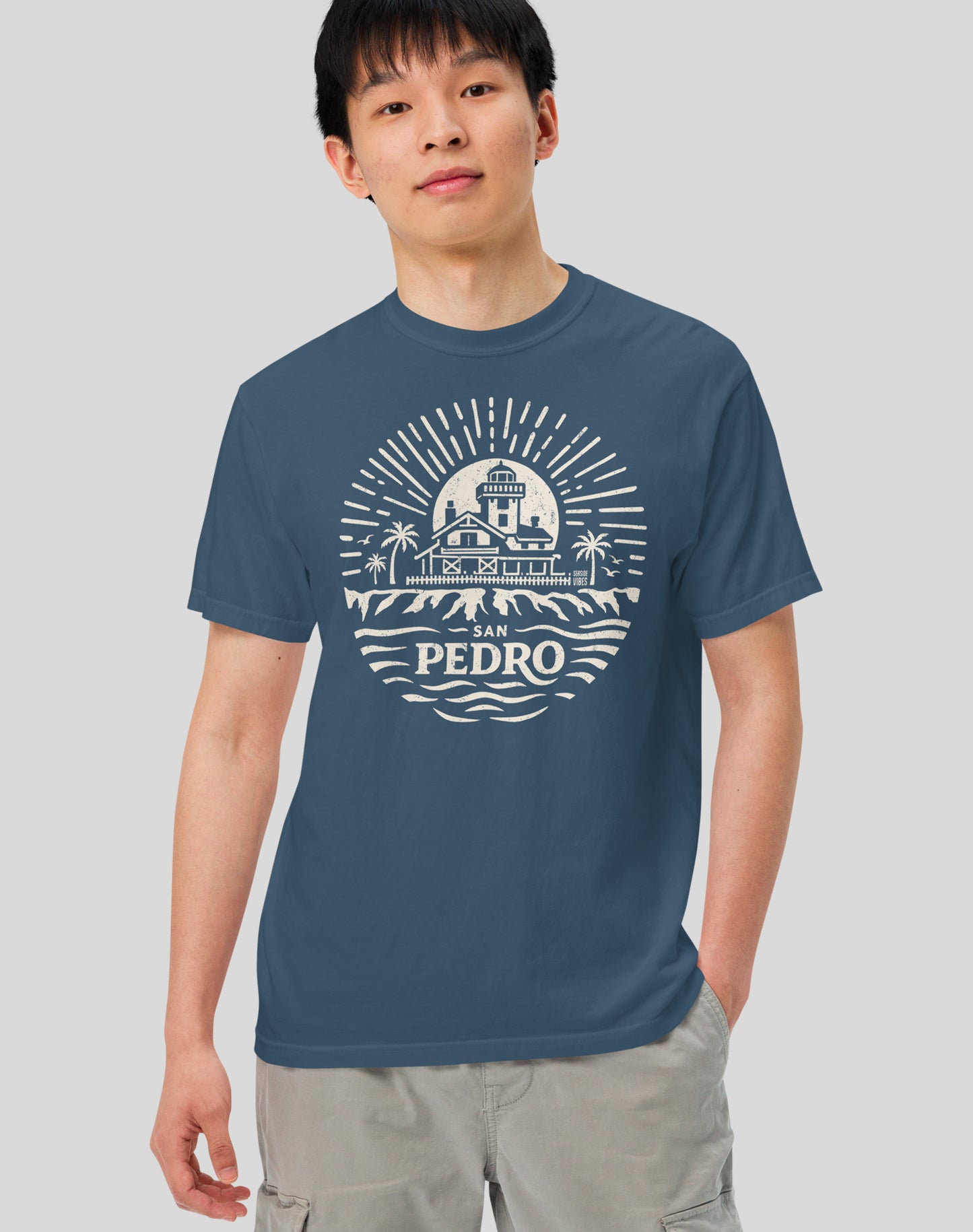 Point Fermin Lighthouse Sunrise Tee - Premium 100% Cotton | Midnight