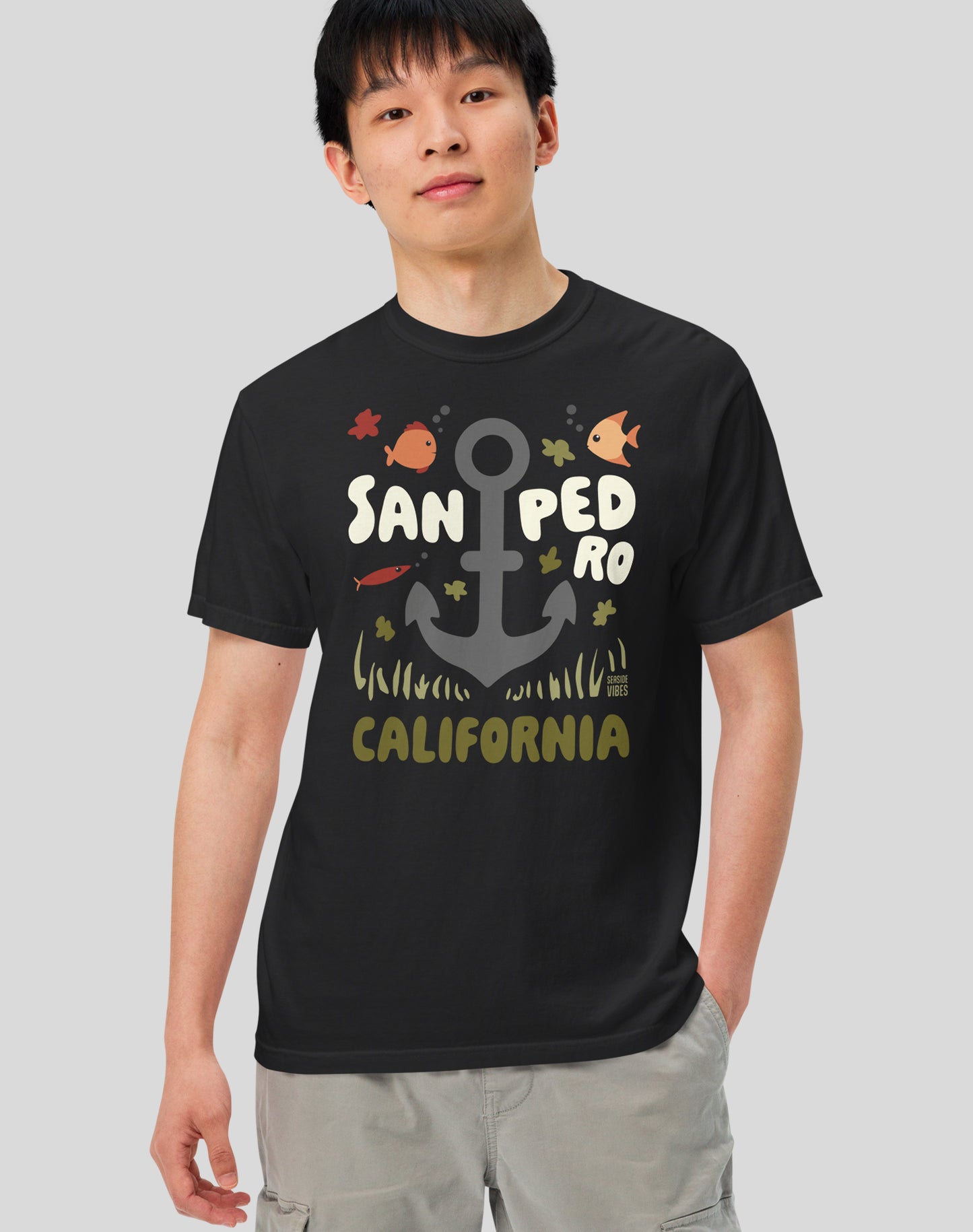 Unisex: San Pedro Anchor Tee - 100% Cotton | Black