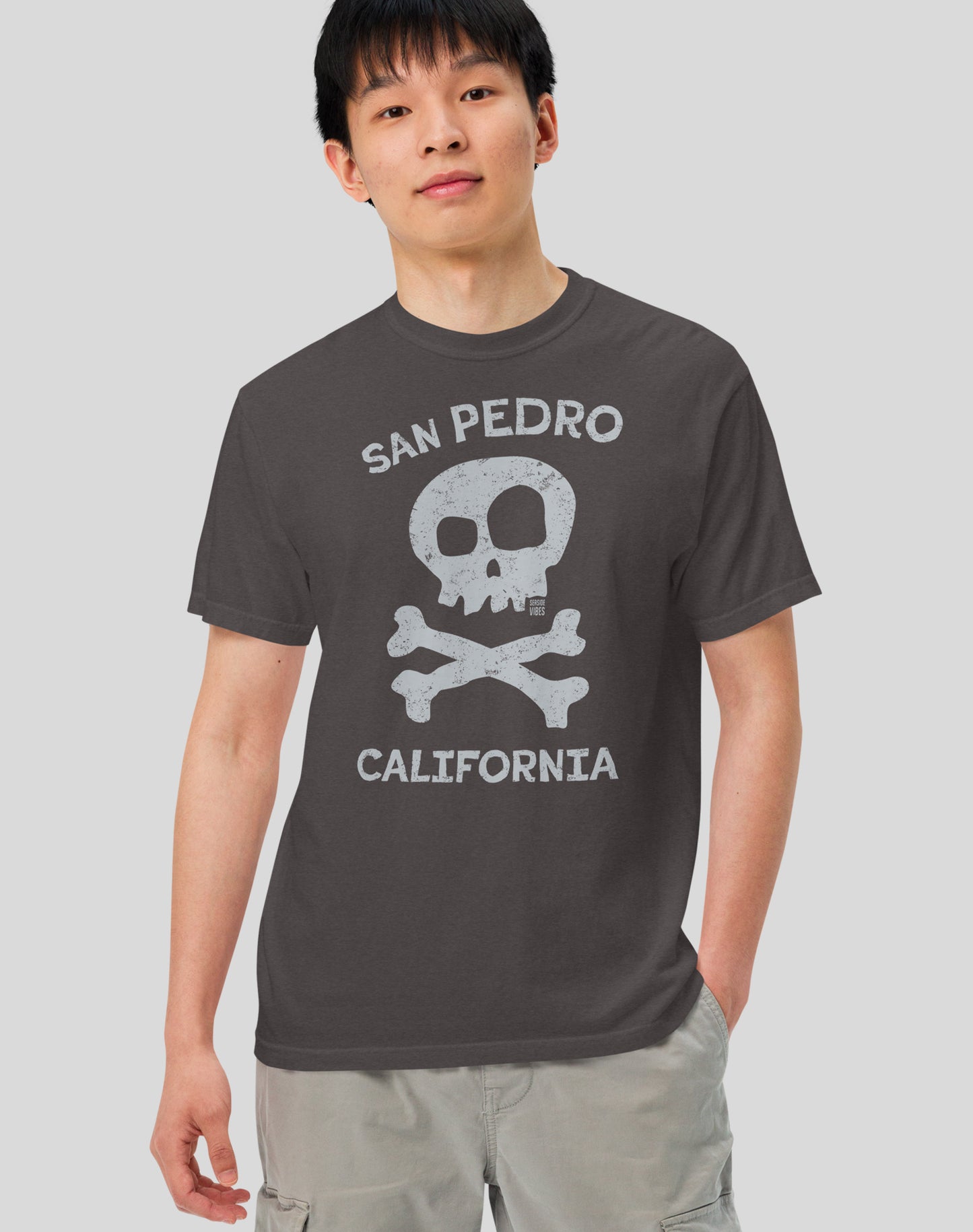 Unisex: San Pedro Skull & Bones Tee - 100% Cotton | Graphite