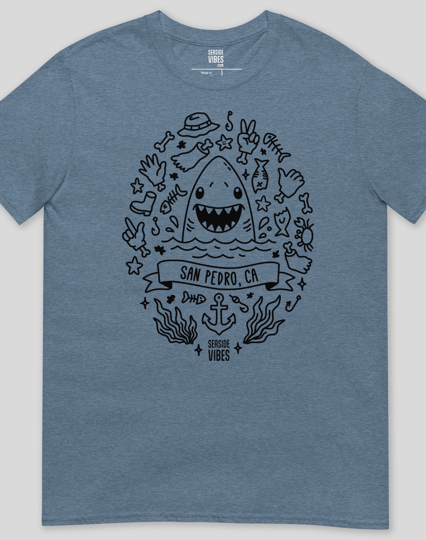 San Pedro Shark Attack! Tee - Unisex | Heather Indigo