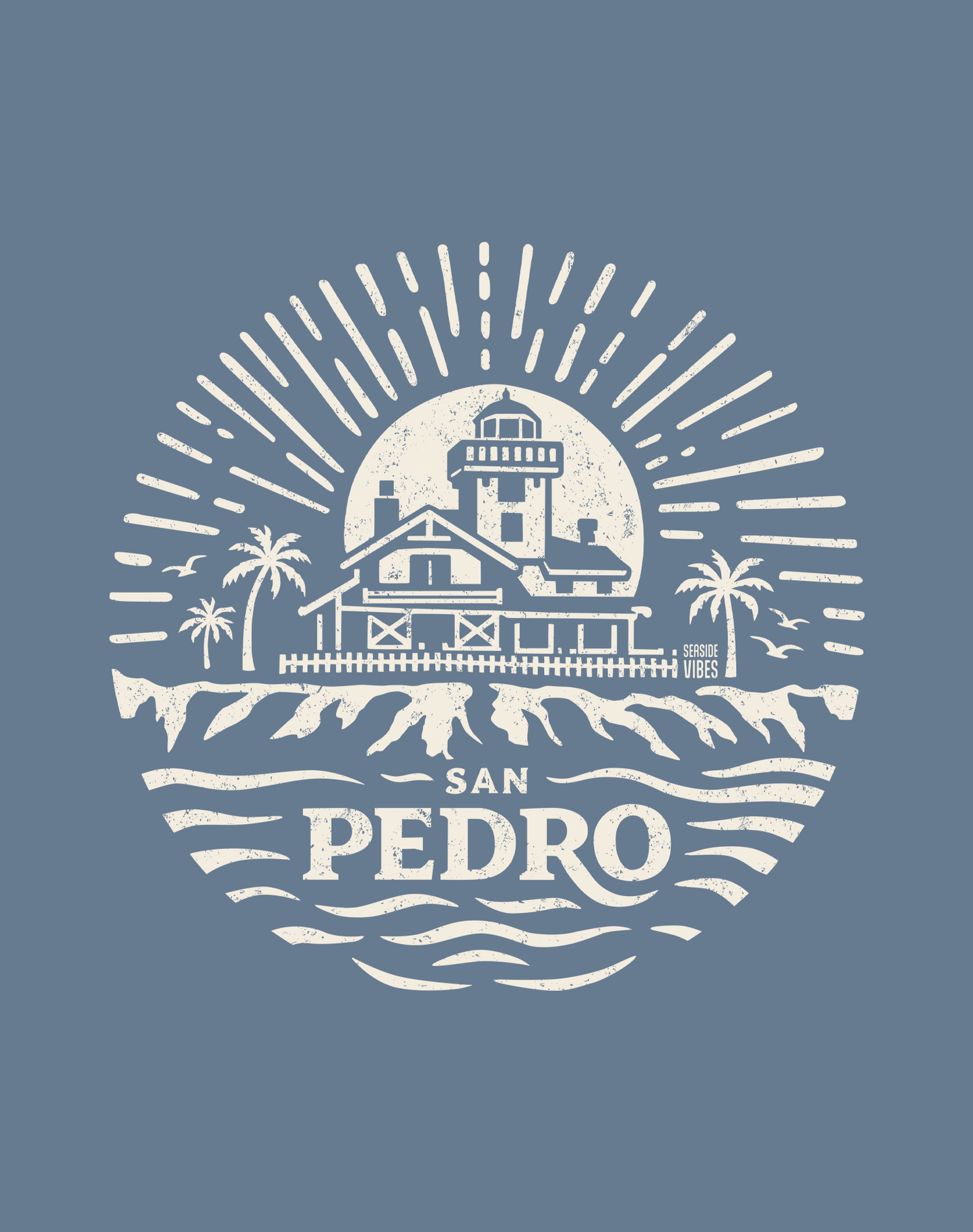 Point Fermin Lighthouse Sunrise Tee - Unisex | Heather Indigo