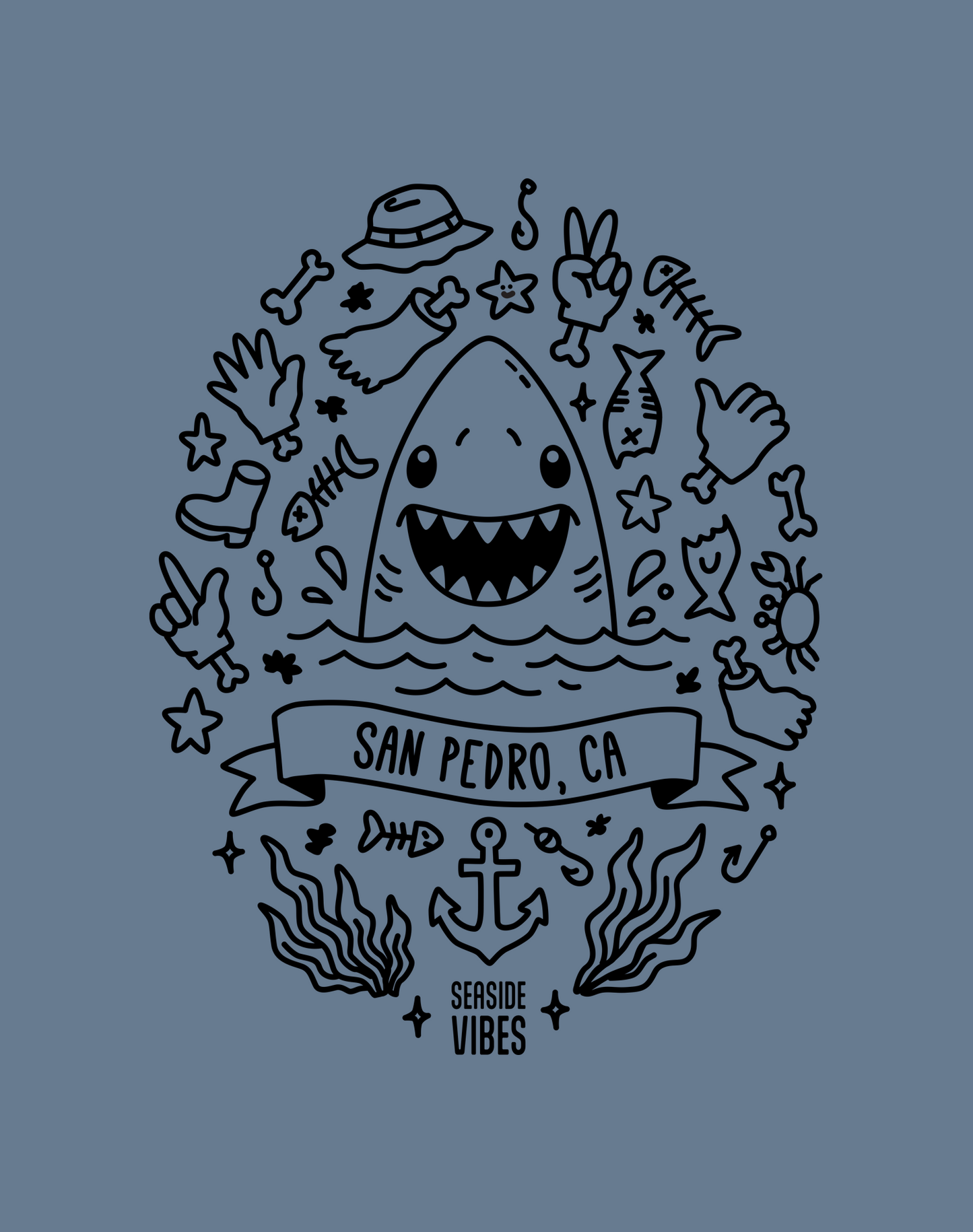San Pedro Shark Attack! Tee - Unisex | Heather Indigo