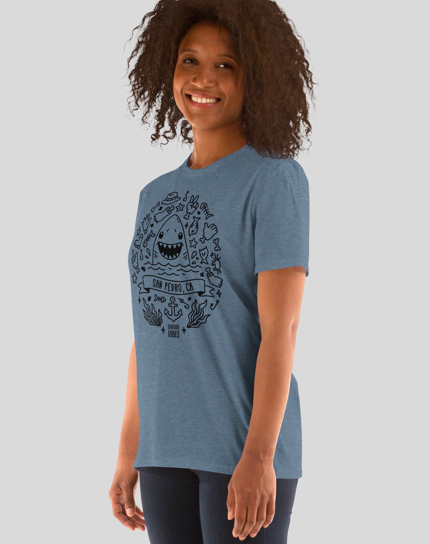 San Pedro Shark Attack! Tee - Unisex | Heather Indigo
