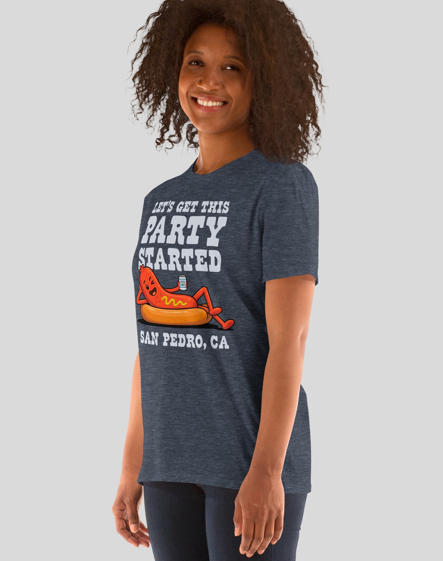 Let's Get This Party Started San Pedro Hot Dog Tee - Unisex | Heather Navy