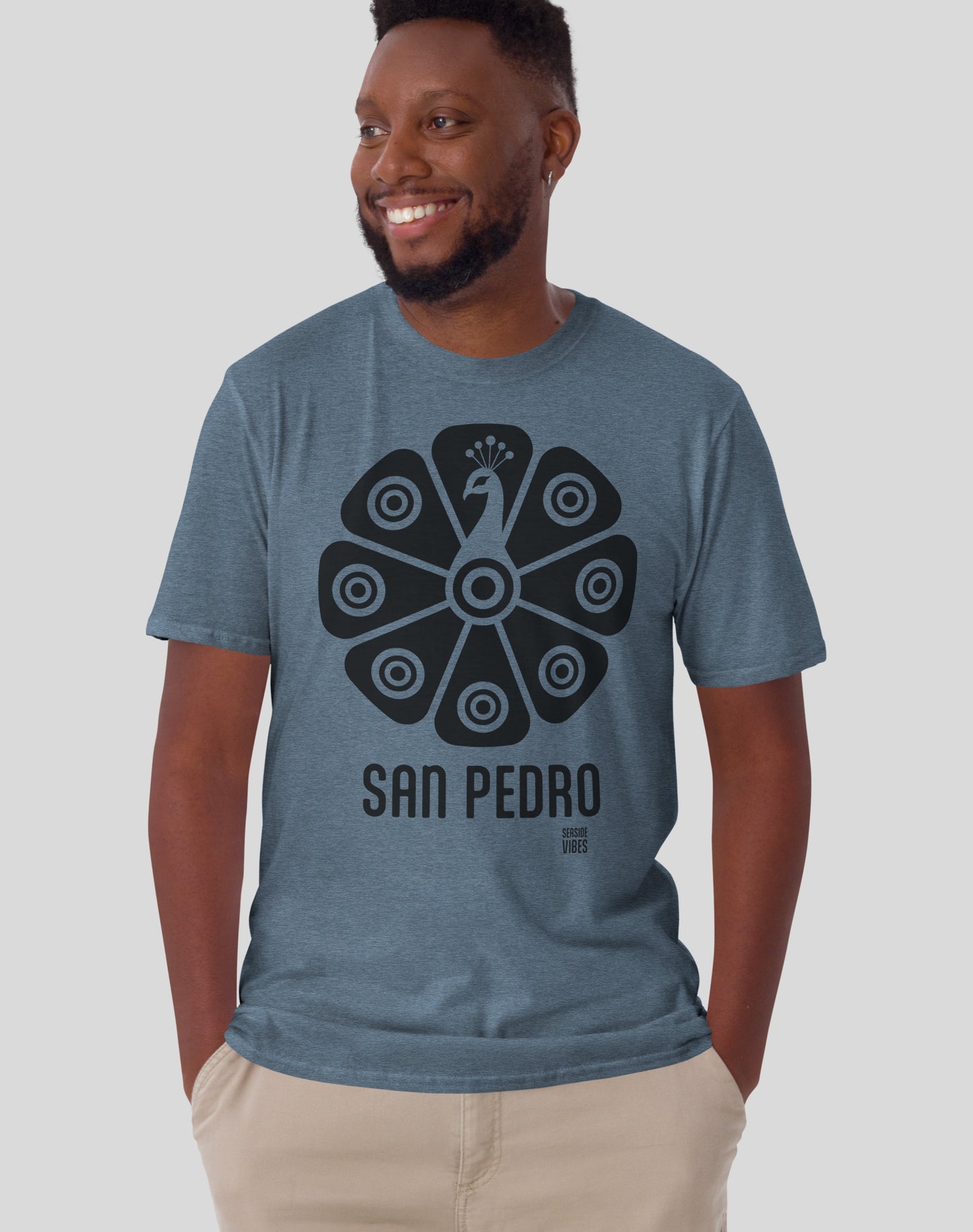 San Pedro Tribal Peacock Tee - Unisex | Heather Indigo