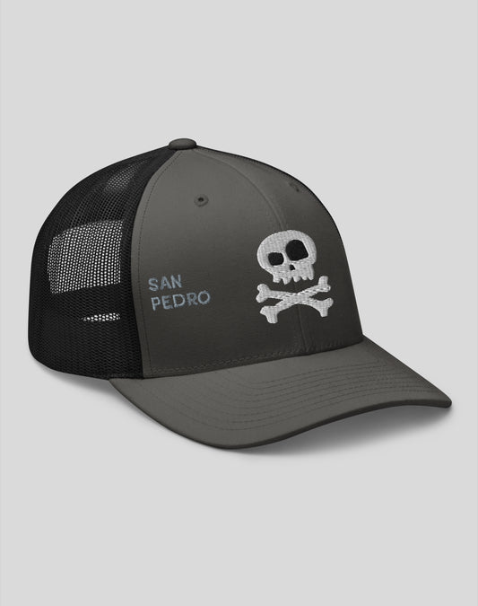 San Pedro Skull and Bones Trucker Hat | Charcoal/Black