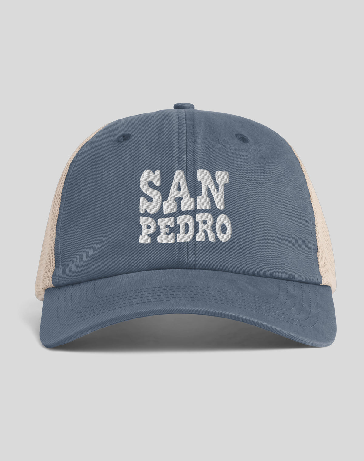 San Pedro Vibes Sunwashed Trucker Hat | Denim/Tan