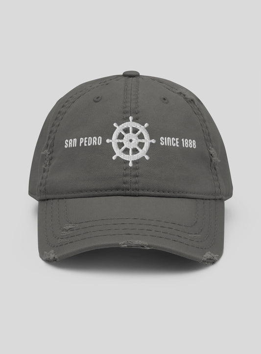 San Pedro Helm Distressed Dad Hat - Charcoal Gray