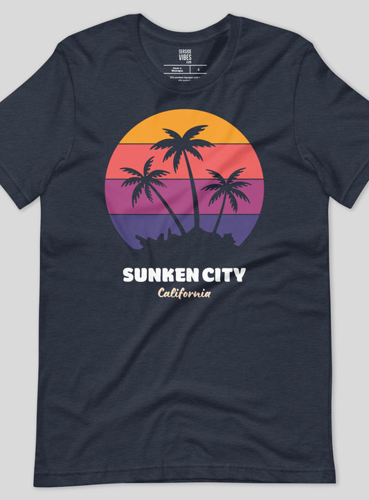 Unisex: Sunken City Sunset Tee - Heather Navy