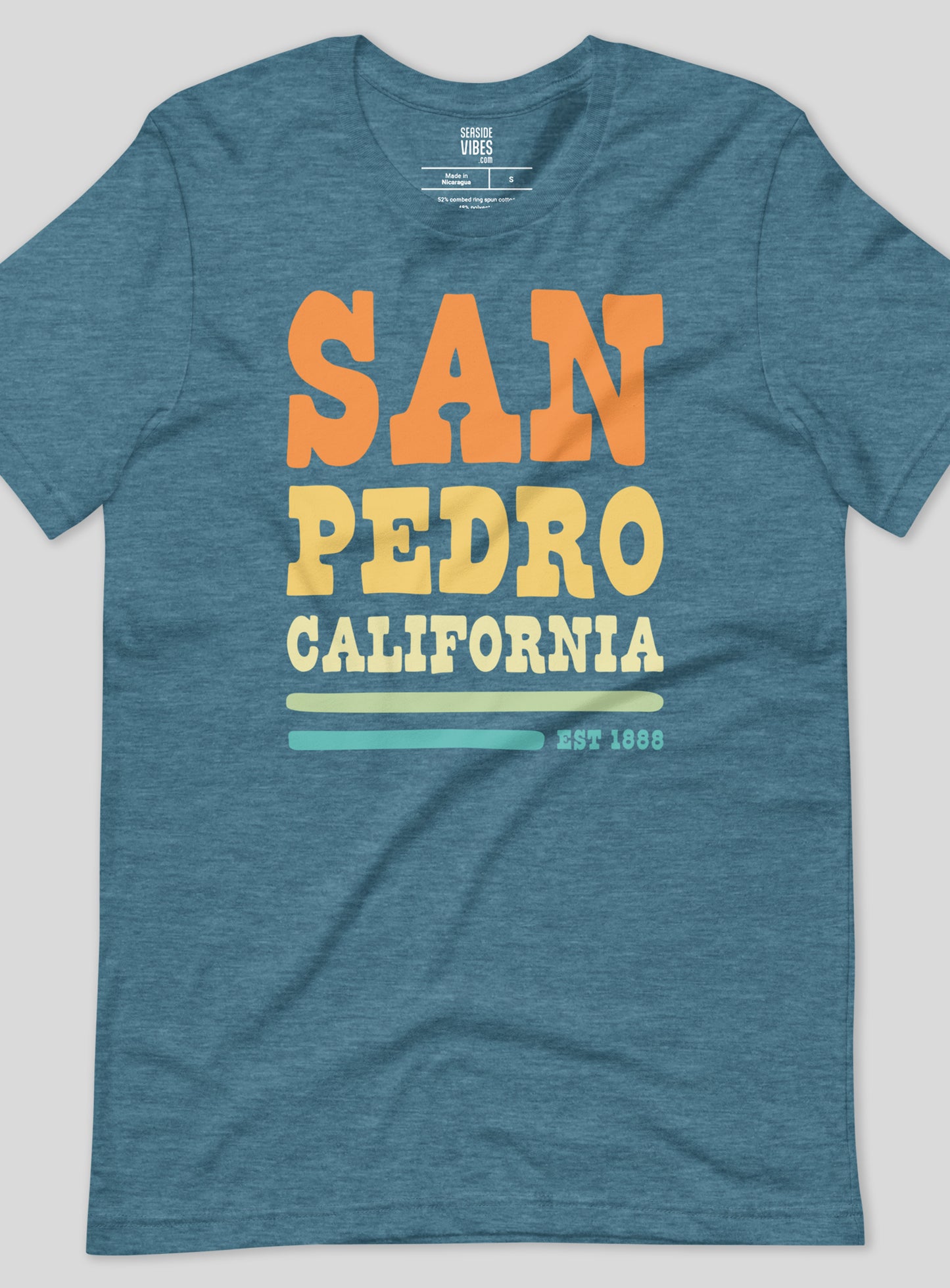Unisex: San Pedro Vibes Tee - Heather Deep Teal
