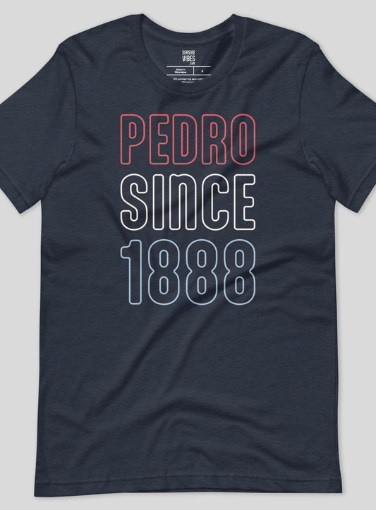 Unisex: Red, White & Pedro Tee - Heather Navy