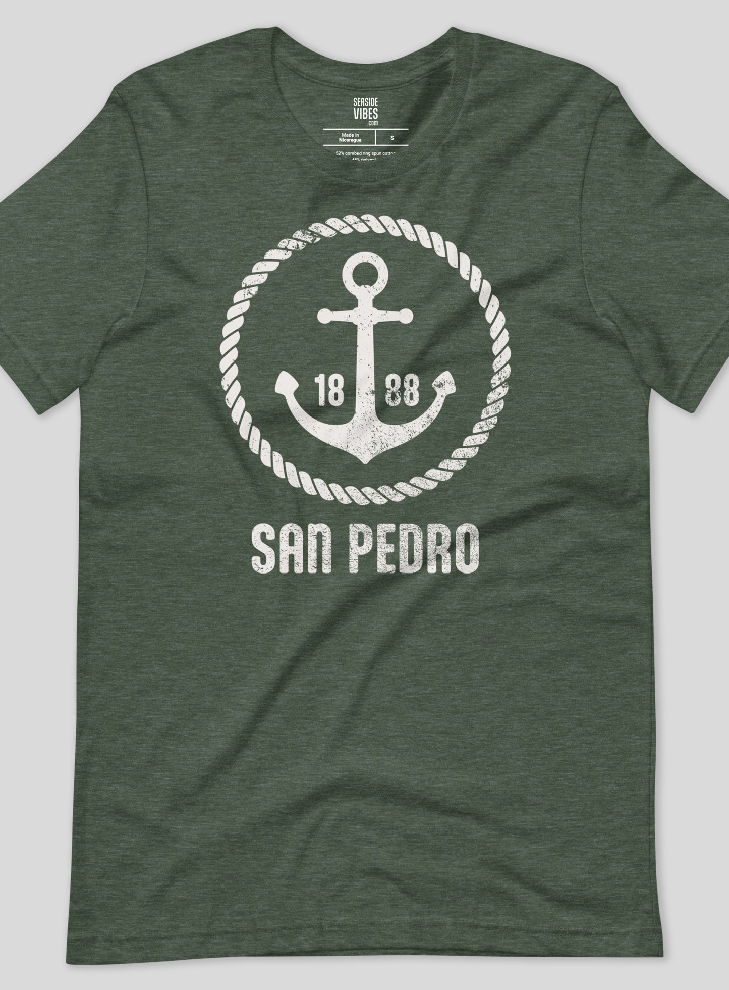 Unisex: San Pedro Roots Tee - Heather Forest