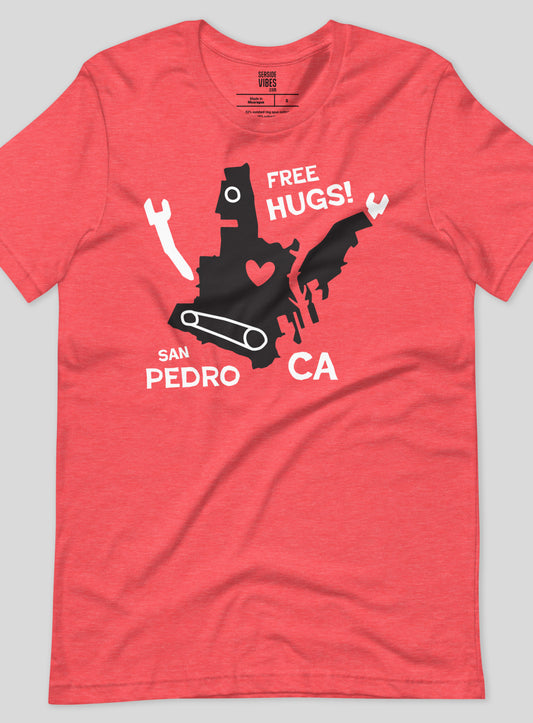 Unisex: San Pedro Free Hugs Tee - Heather Red
