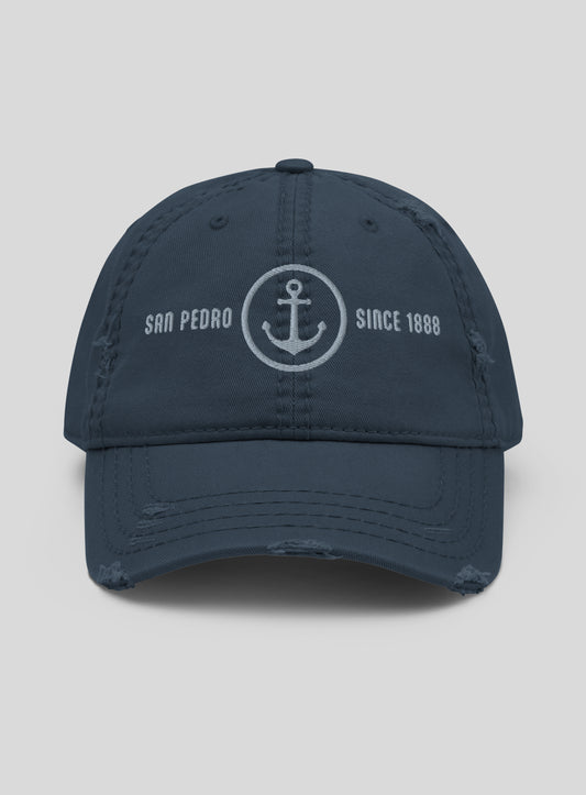 San Pedro Anchor Distressed Dad Hat - Navy