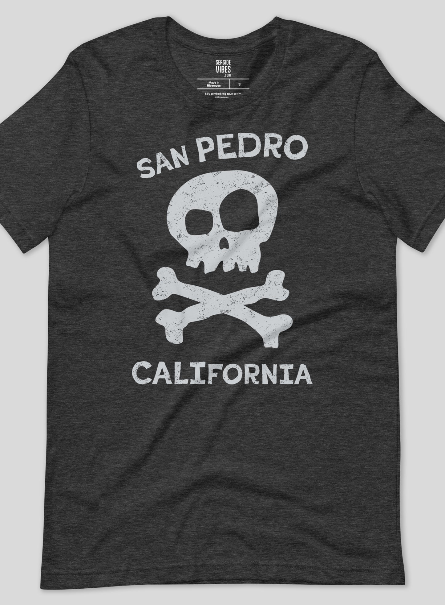 Unisex: San Pedro Skull and Bones Tee - Dark Grey Heather