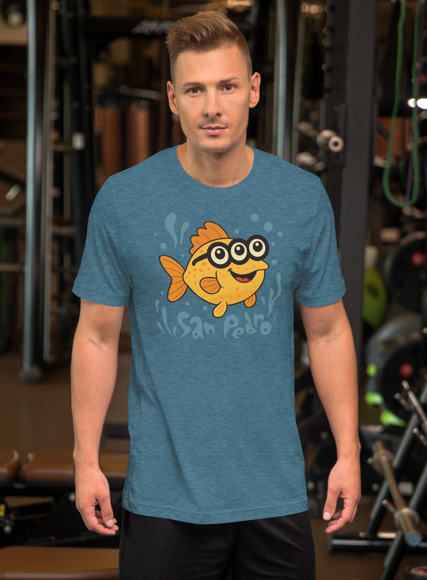 Unisex: San Pedro 3-Eyed Fish Tee - Heather Deep Teal