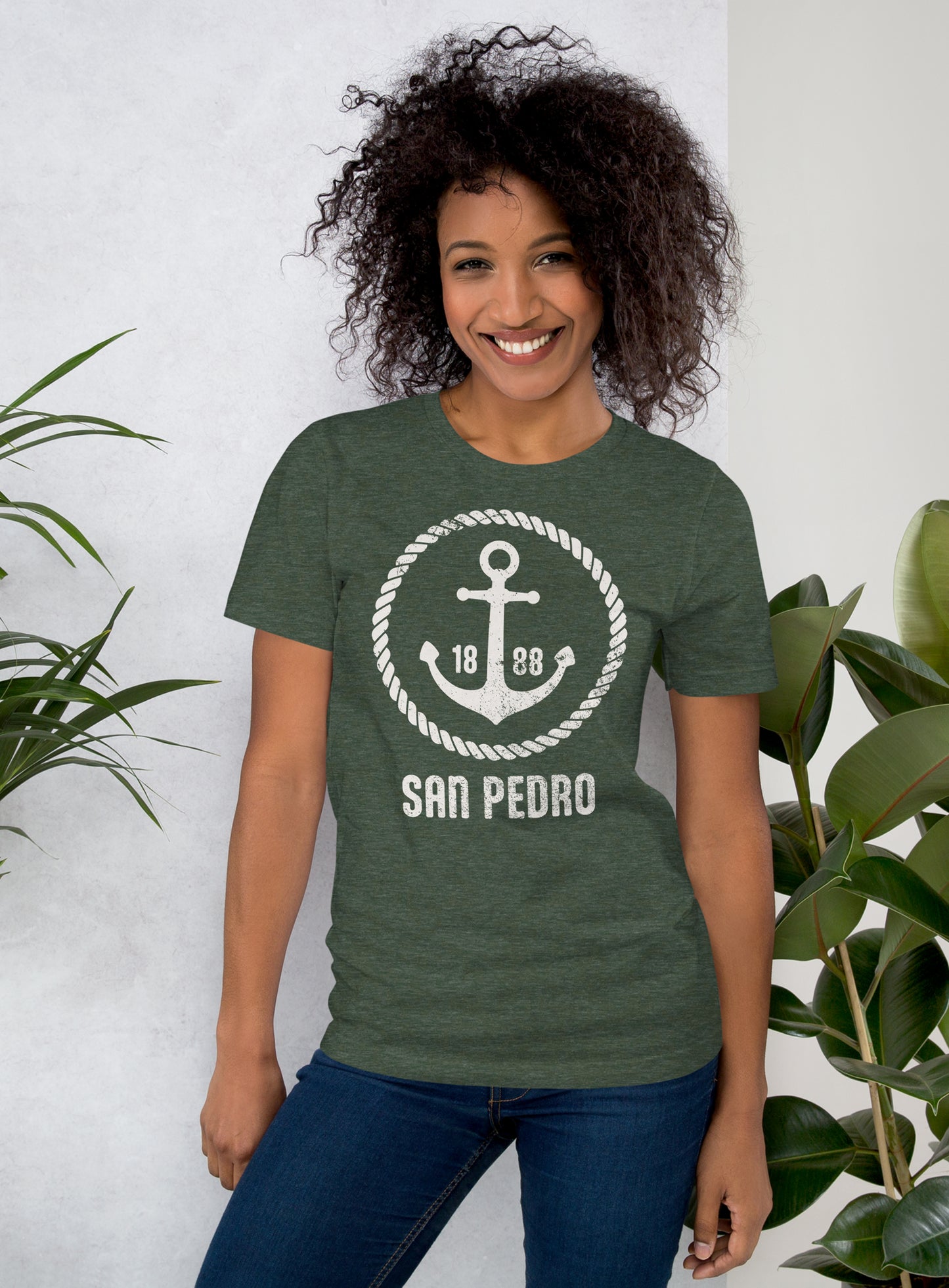 Unisex: San Pedro Roots Tee - Heather Forest