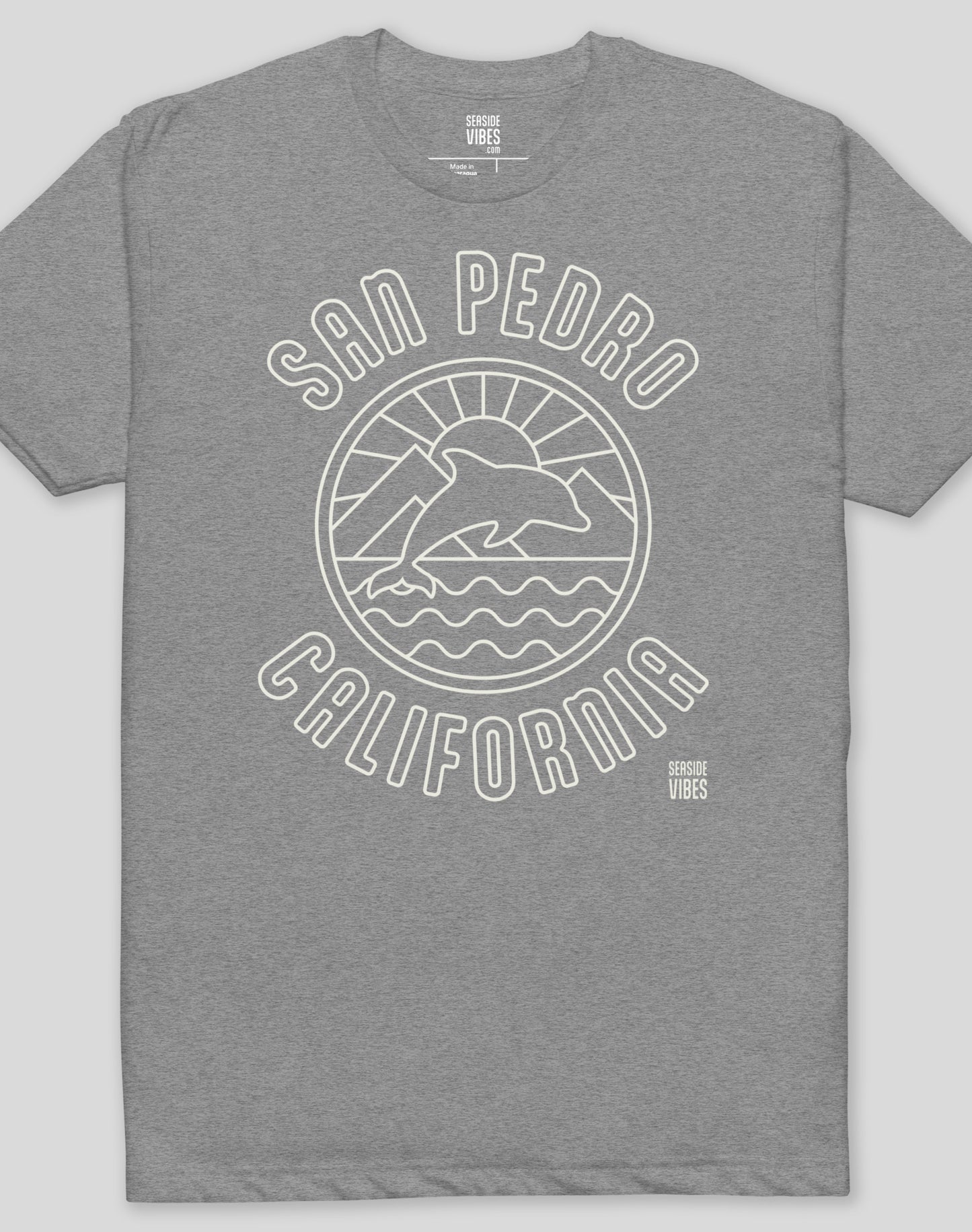 San Pedro Dolphin Sunrise Tee - Cotton Blend | Dark Heather Gray