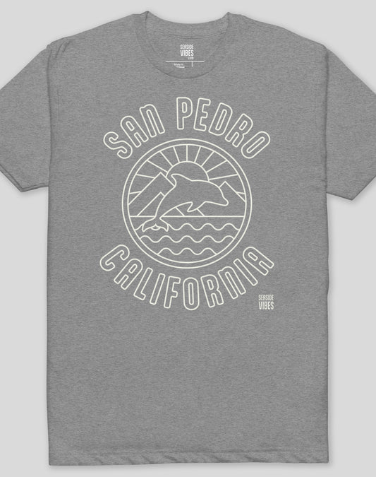 San Pedro Dolphin Sunrise Tee - Cotton Blend | Dark Heather Gray