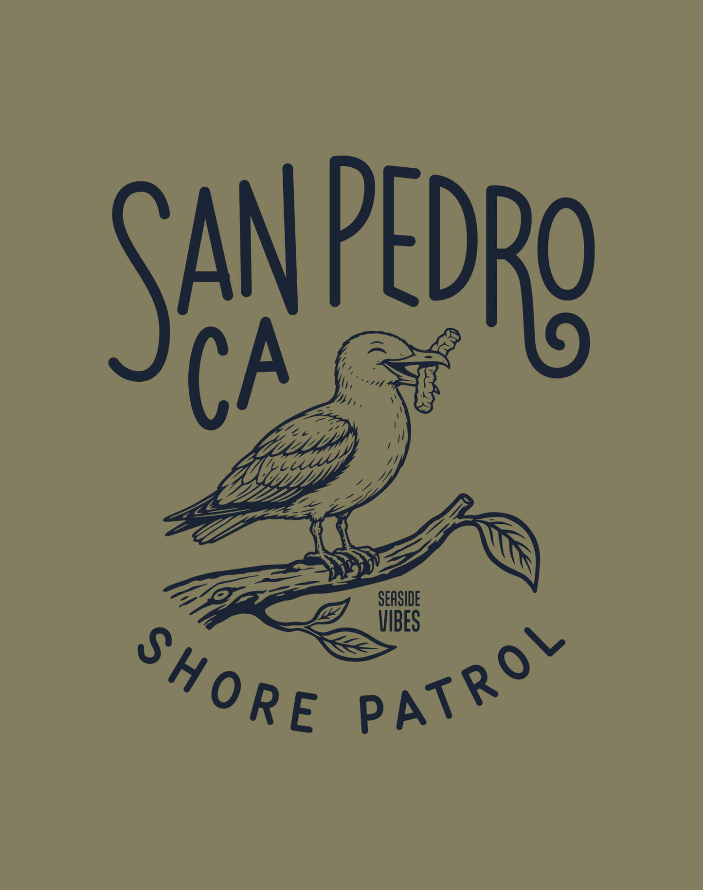 San Pedro Shore Patrol Seagull Tee - Cotton Blend | Military Green